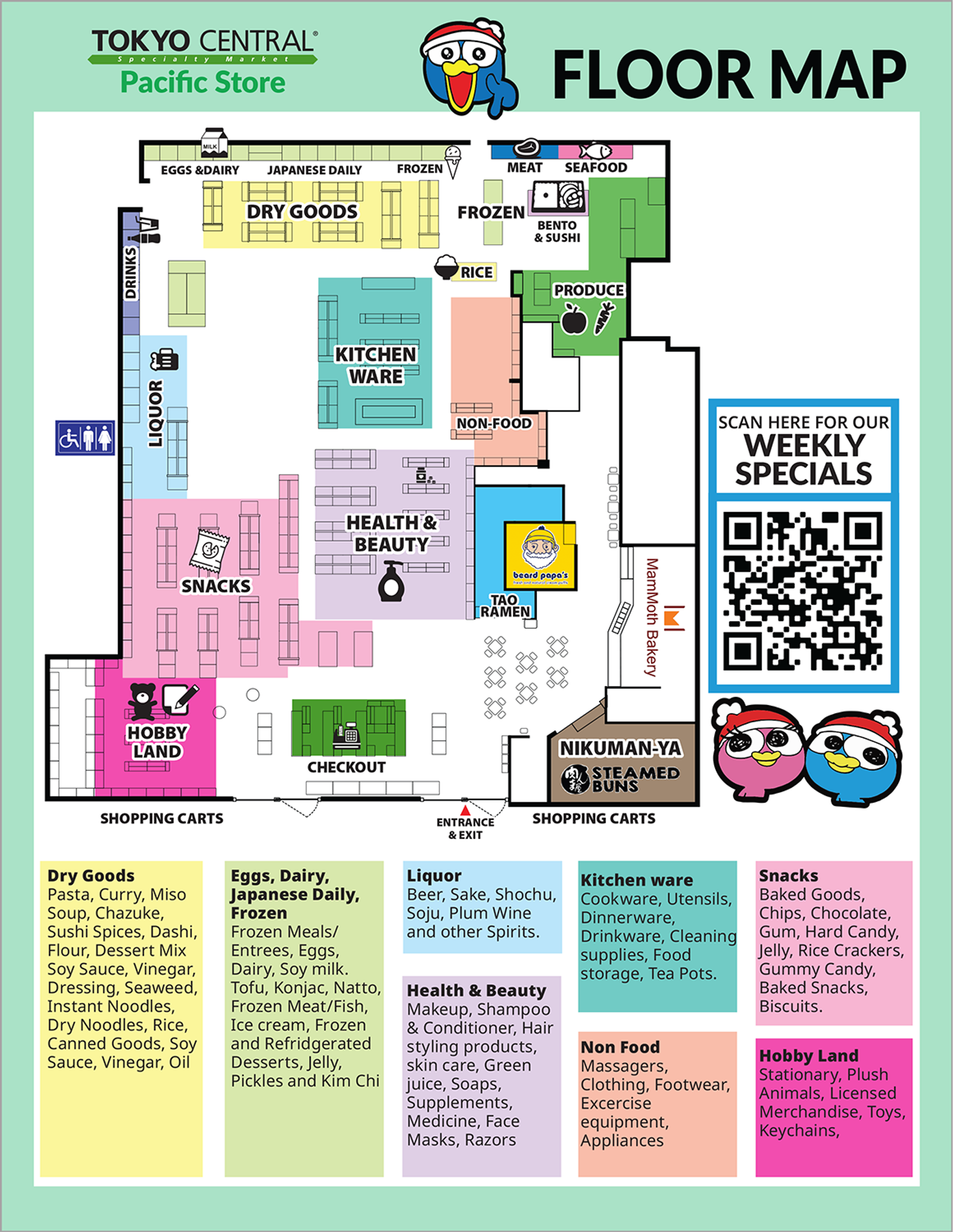 Pacific floor map — aisle guide