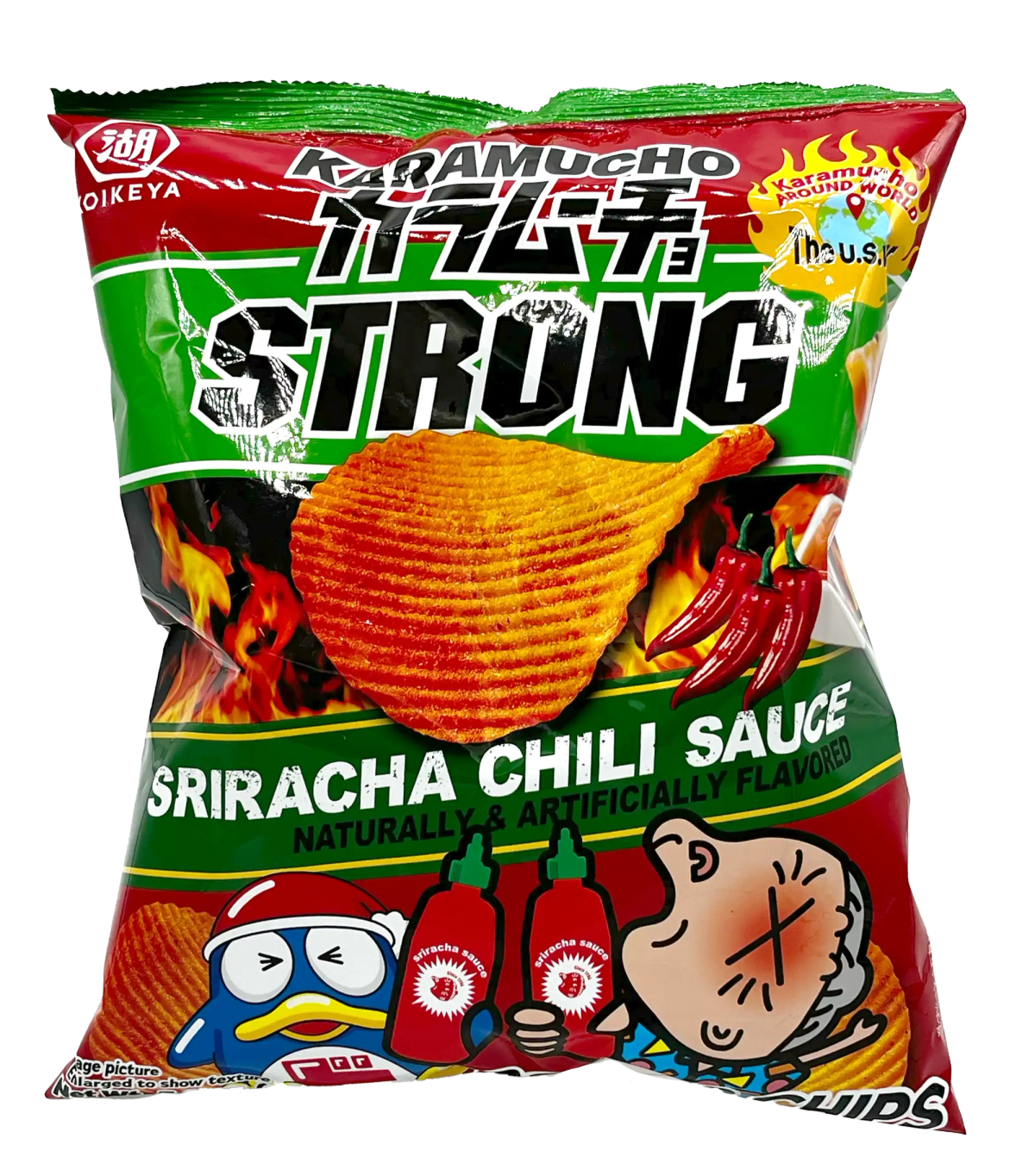 Karamucho Strung sriracha chili sauce flavored potato chips package by Oikeya