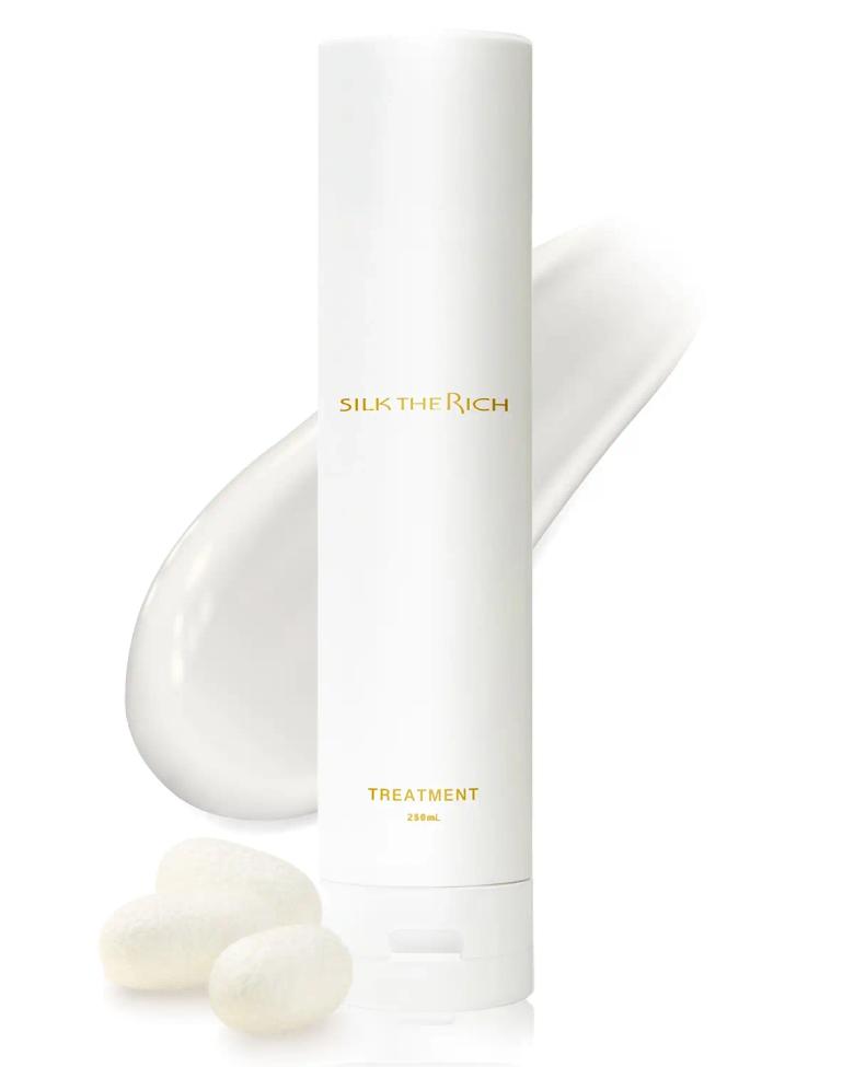 Silk the Rich treatment hair care product 250ml white bottle with cream texture sample