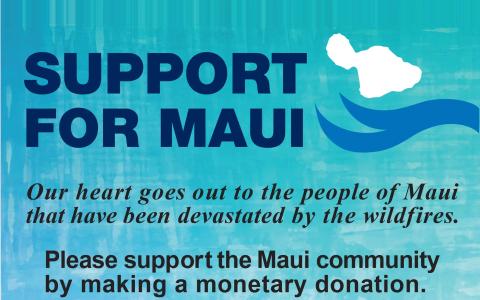 Support for Maui wildfire relief donation campaign by Pan Pacific Retail Management stores pledging $50,000