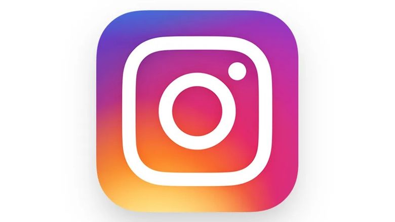 Instagram logo, social media camera icon with gradient purple pink orange yellow design