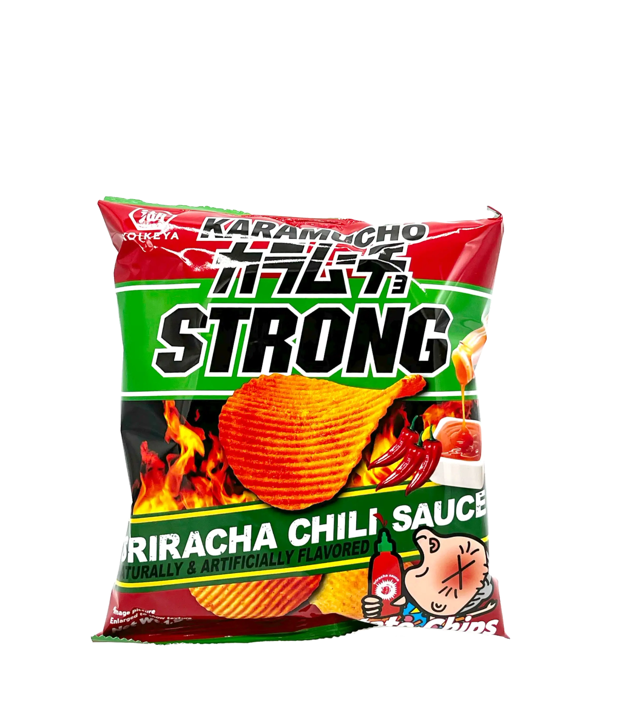 Karamucho Strong Sriracha Chili Sauce flavored potato chips snack package