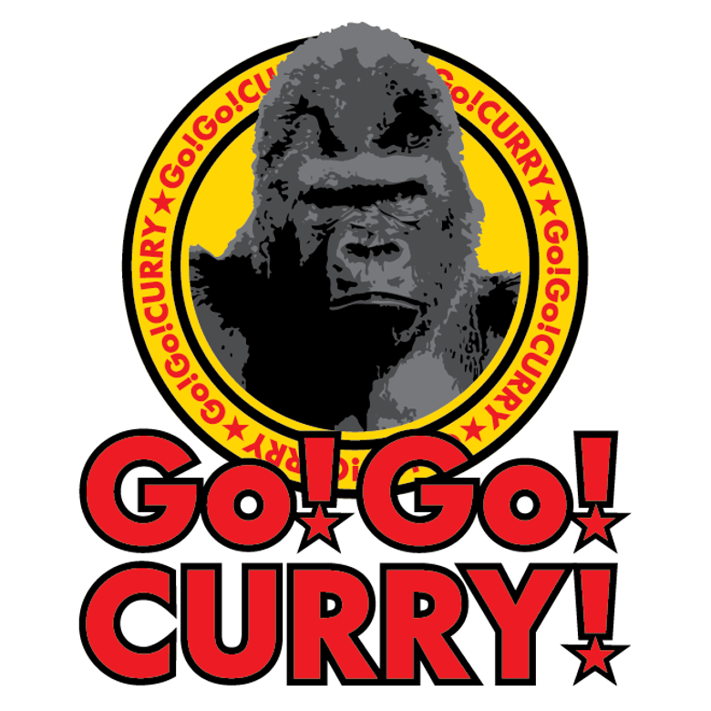 Go! Go! Curry! logo featuring gorilla mascot with yellow circle and red text