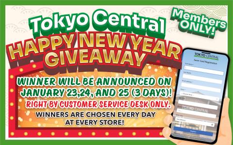 Tokyo Central Happy New Year Giveaway promotion for members, January 23-25