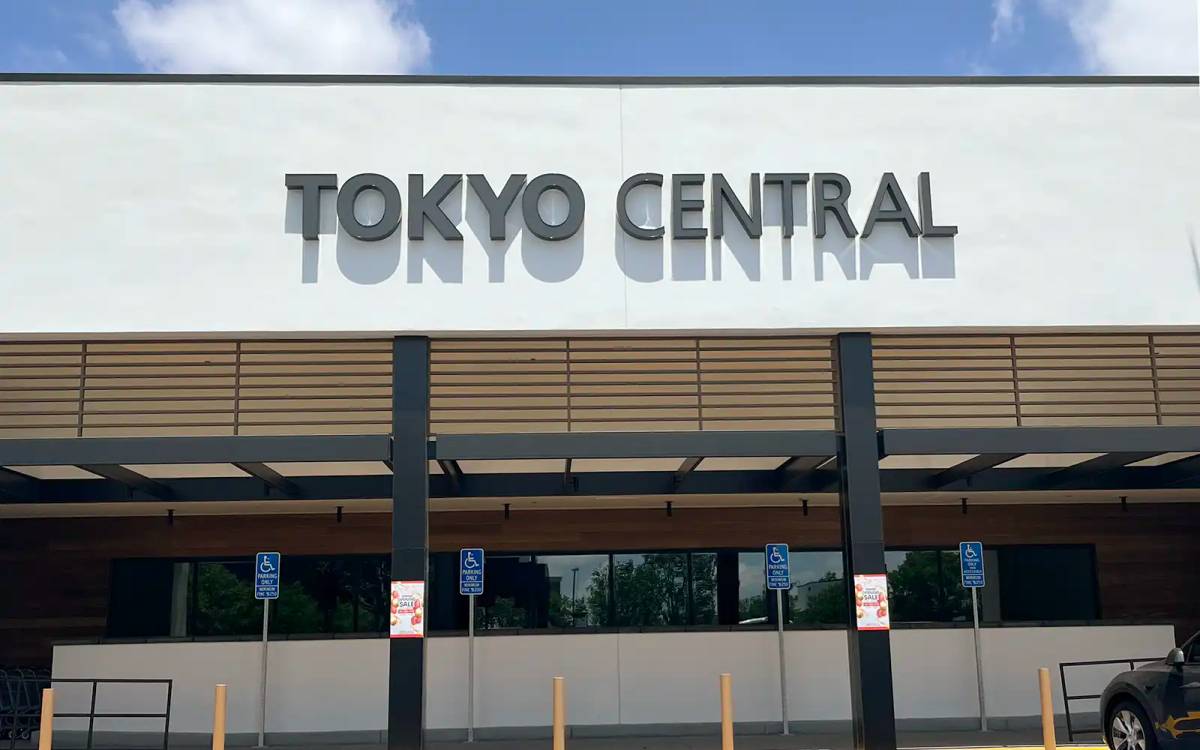 Tokyo Central storefront exterior with signage and parking area