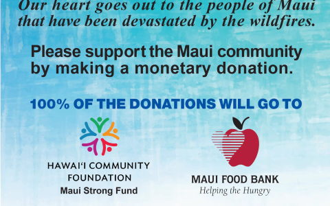 Support for Maui wildfire relief donation campaign by Pan Pacific Retail Management stores pledging $50,000