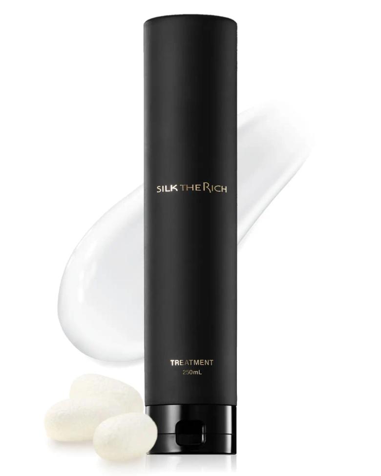 Silk The Rich hair treatment product 250mL bottle with cream texture display