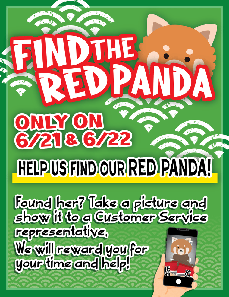Find the Red Panda promotional poster for June 21-22 with WiFi symbols and reward details